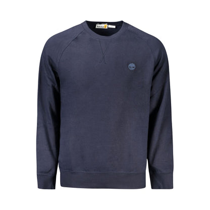 Timberland Blue Cotton Men Sweater with crew neck and embroidered logo.