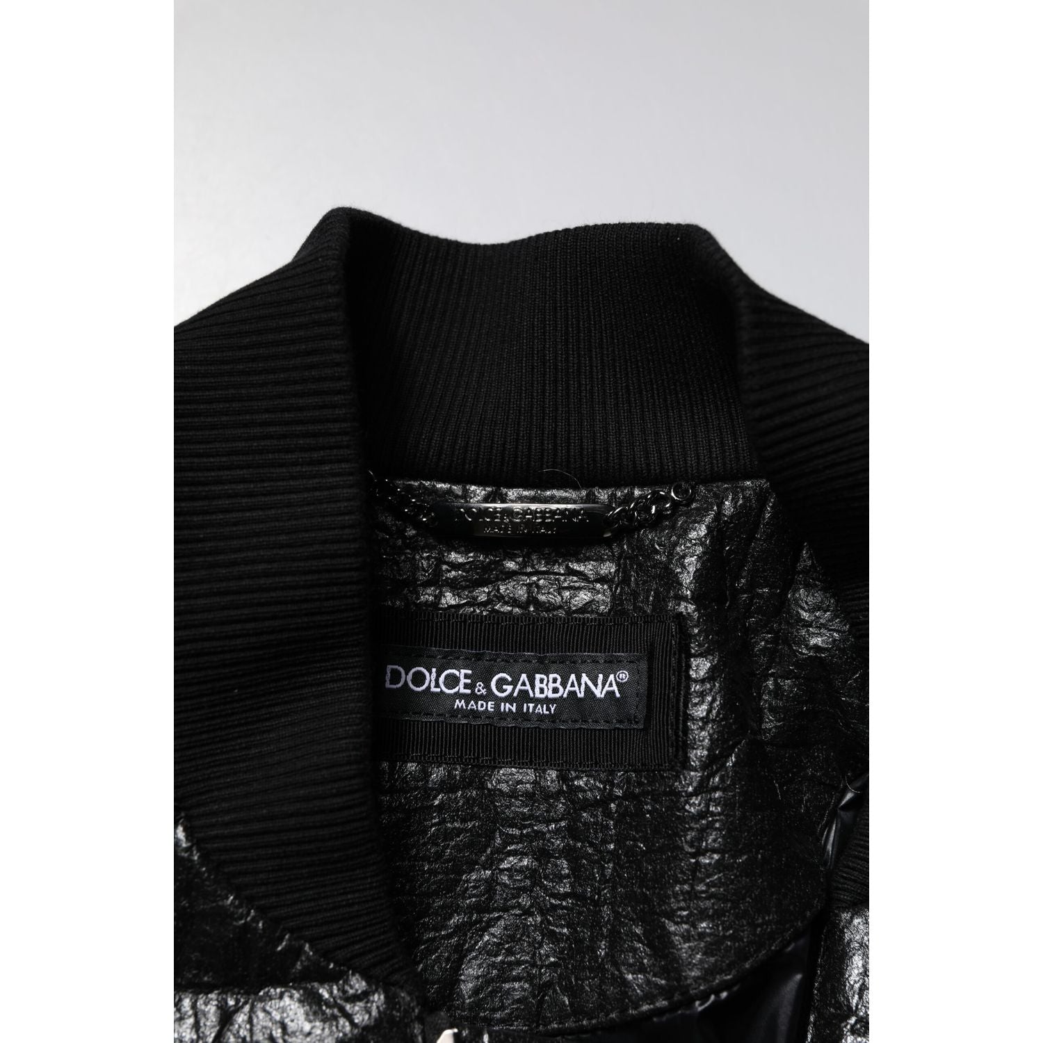 Dolce & Gabbana Black Logo Plaque Bomber Full Zipper Jacket