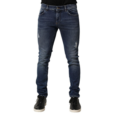 Dolce & Gabbana Blue Washed Skinny Cotton Denim Jeans