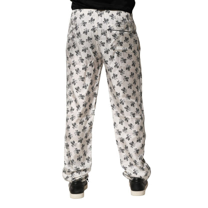 Dolce & Gabbana White Floral Silk Casual Lounge Pants