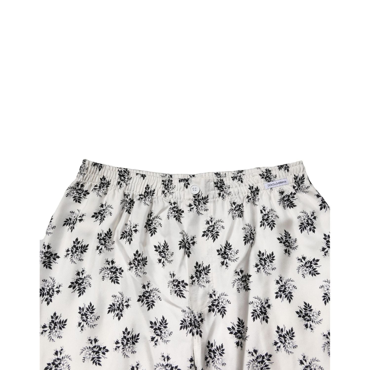 Dolce & Gabbana White Floral Silk Casual Lounge Pants