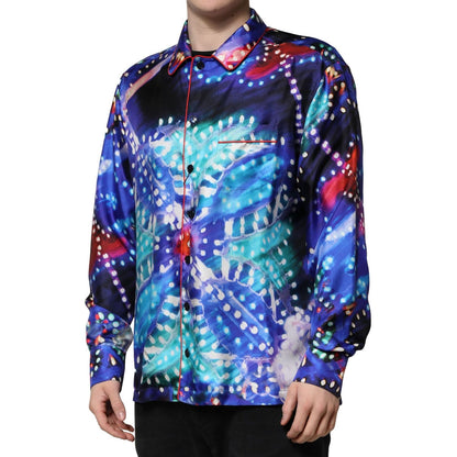 Dolce & Gabbana Multicolor Printed Silk Lounge Casual Shirt
