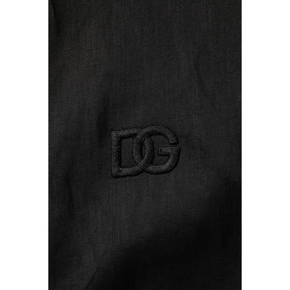Dolce & Gabbana Black Linen Long Sleeves Men Casual Shirt