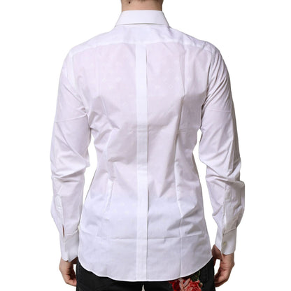 Dolce & Gabbana White Bib Cotton Poplin GOLD Formal Shirt