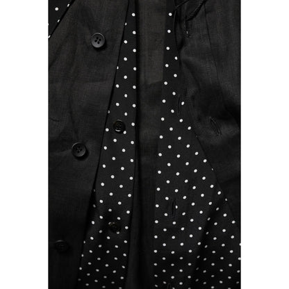 Dolce & Gabbana Black Polka Dot Collar Tie Neck Casual Shirt