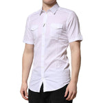 Dolce & Gabbana White Cotton GOLD Short Sleeves Casual Shirt