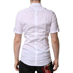 Dolce & Gabbana White Cotton GOLD Short Sleeves Casual Shirt