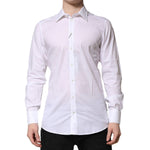 Dolce & Gabbana White Cotton Long Sleeves GOLD Formal Shirt