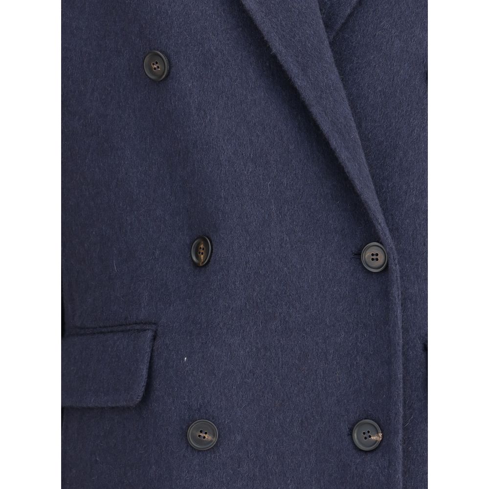 Brunello Cucinelli Blue Cashmere Coat