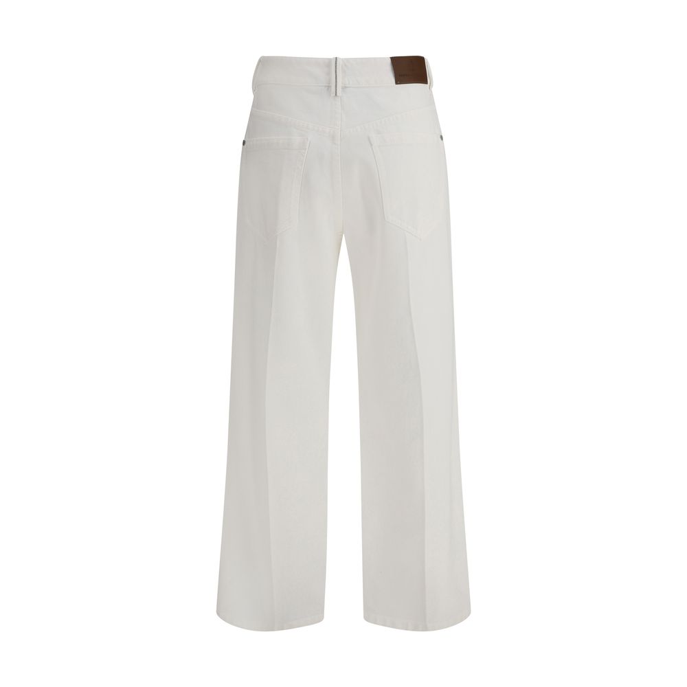 Brunello Cucinelli White Cotton Straight-Leg Jeans