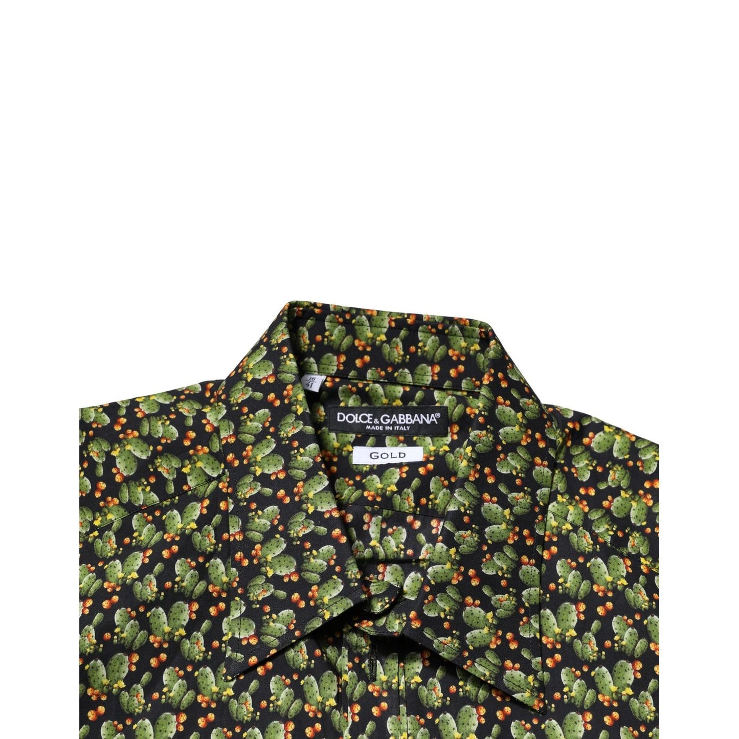 Dolce & Gabbana Multicolor Cotton Cactus GOLD Men Formal Shirt TSH906785-41