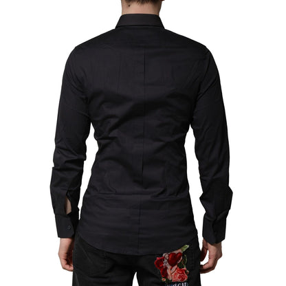 Dolce & Gabbana Blue Cotton GOLD Long Sleeves Formal Shirt