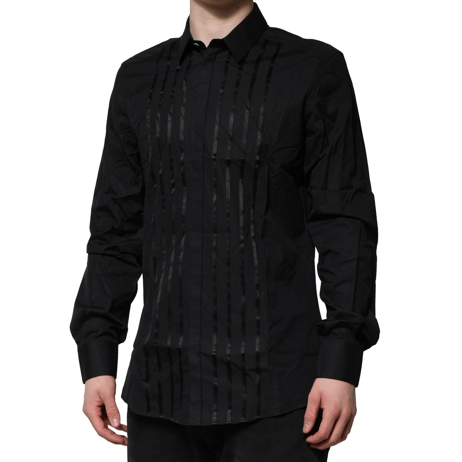 Dolce & Gabbana Black Cotton GOLD Mens Dress Formal Shirt