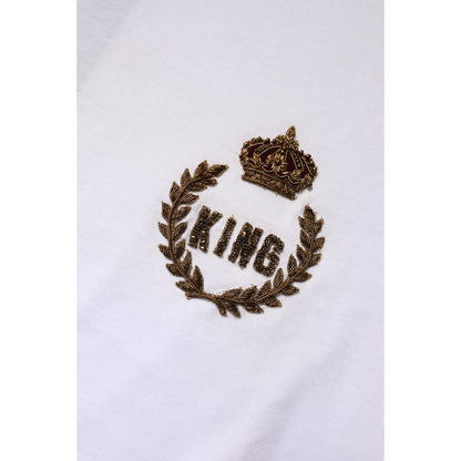 Dolce & Gabbana White King Crown Cotton Crew Neck T-shirt