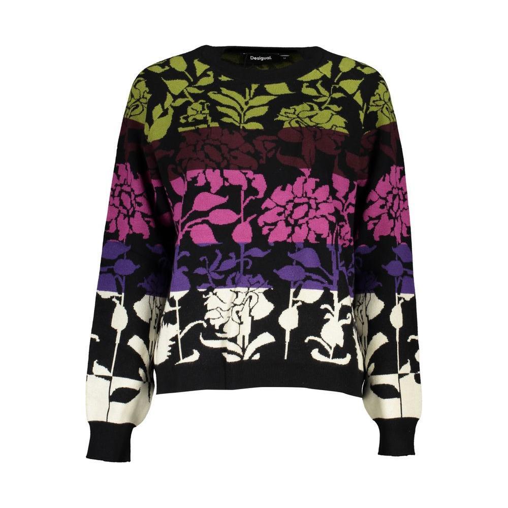 Desigual Chic Long-Sleeved Black Sweater with Contrast Details DE-24909-L