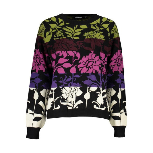 Desigual Chic Long-Sleeved Black Sweater with Contrast Details DE-24909-L