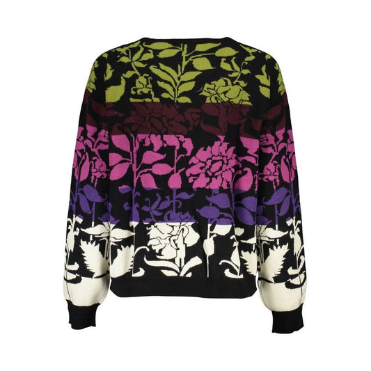 Desigual Chic Long-Sleeved Black Sweater with Contrast Details DE-24909-L