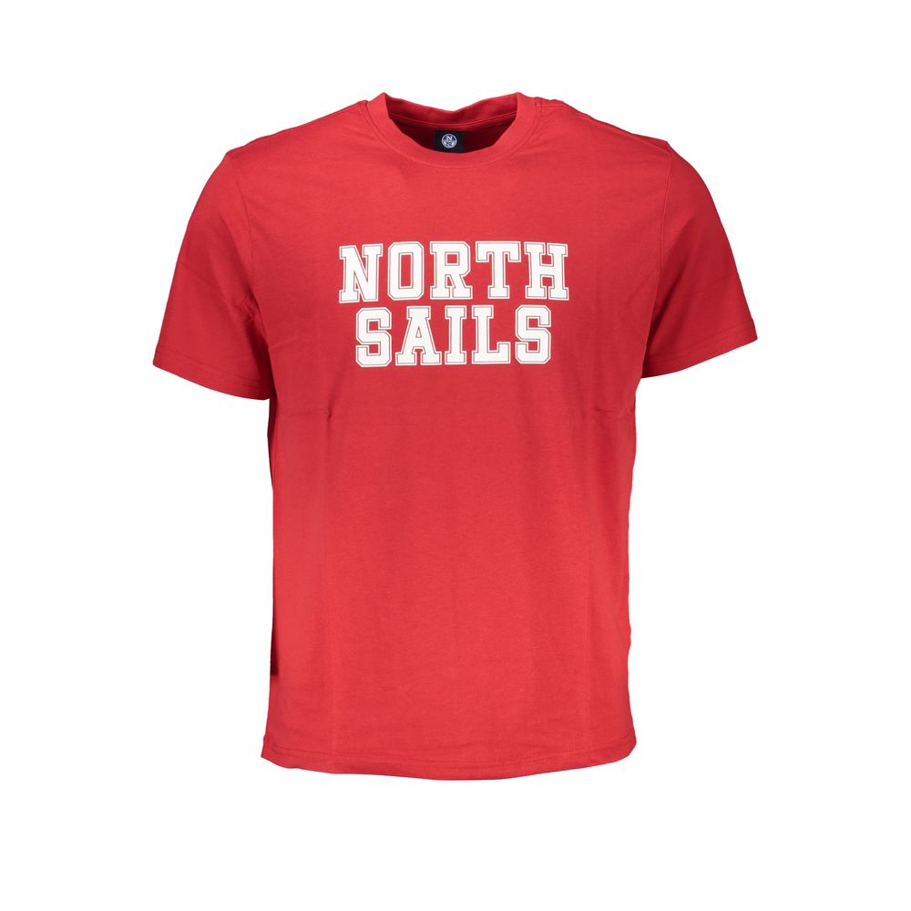 North Sails Red Cotton T-Shirt, short sleeved, crew neck with logo print