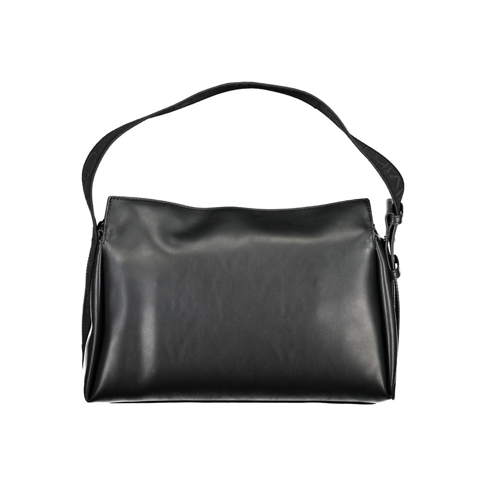 Calvin Klein Black Polyester Handbag with adjustable shoulder handle and zip closure