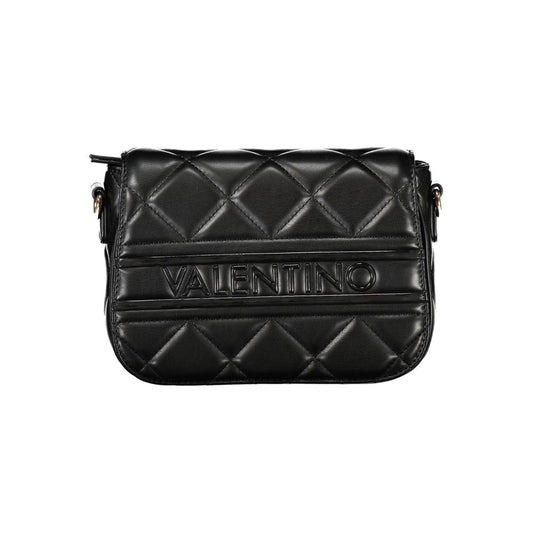 Alt Tag: Mario Valentino Black Polyethylene Women Handbag in quilted design, showcasing urban chic style and luxury with adjustable strap.