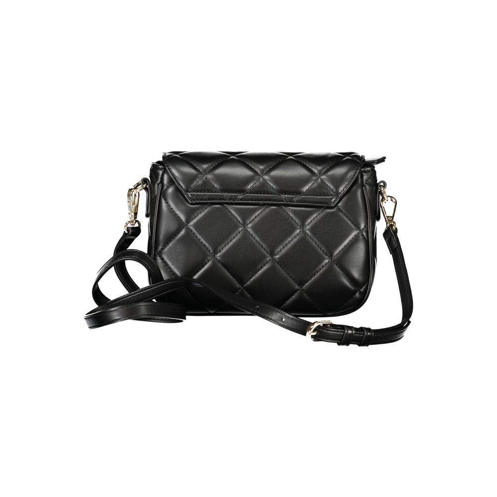 Mario Valentino Black Polyethylene Women Handbag with quilted design and adjustable strap, perfect for urban chic style.