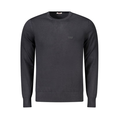Rifle Black Viscose Men Sweater, long-sleeved with crew neck and embroidery, made of 80% viscose and 20% nylon for a comfortable fit.