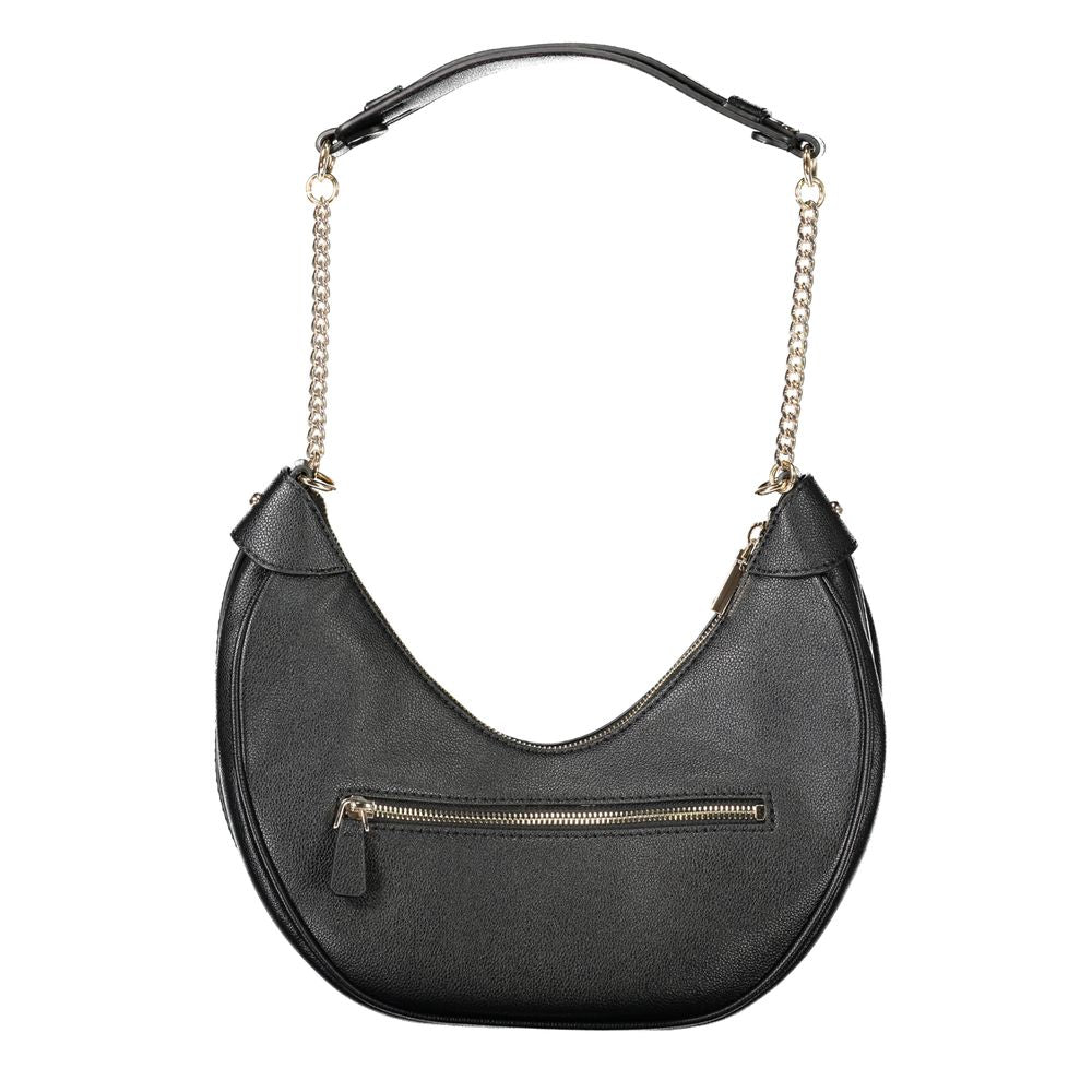 Guess Jeans Black Polyethylene Women Handbag with chain handle and zip closure for urban chic style.