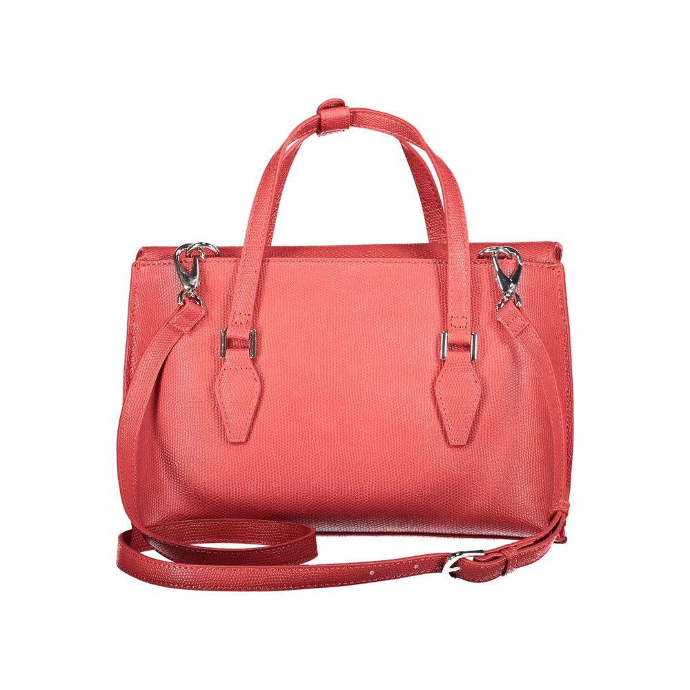 Mario Valentino Red Polyethylene Women Handbag with adjustable shoulder strap and dual handles, showcasing elegant functional design.