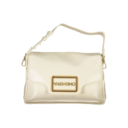 Mario Valentino Beige Polyethylene Women Handbag with detachable handle and removable shoulder strap.