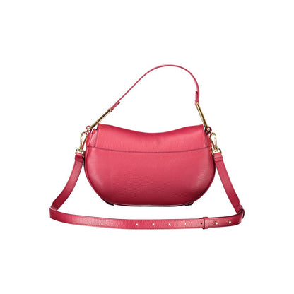 Coccinelle Red Leather Women Handbag with shoulder strap, showcasing Italian craftsmanship and elegant design.