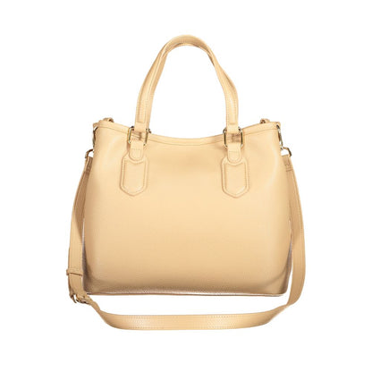 Mario Valentino Beige Polyethylene Women Handbag with handles and adjustable strap