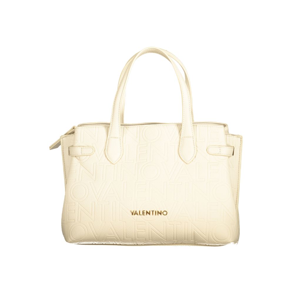 Mario Valentino Beige Polyethylene Women Handbag with elegant handles and logo design.