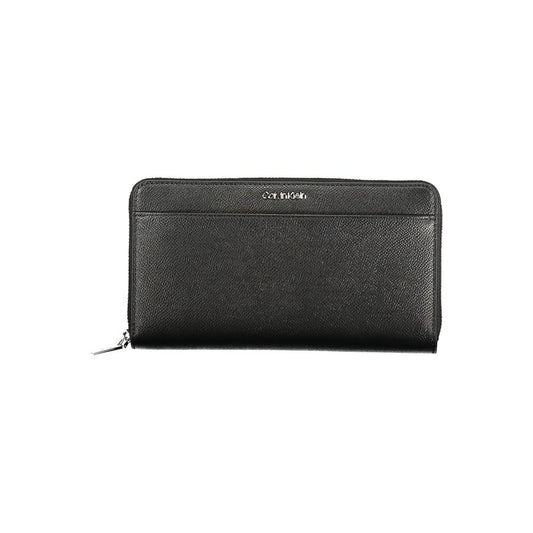 Calvin Klein Black Polyethylene Women Wallet with sleek design, eco-friendly material, and ample compartments.