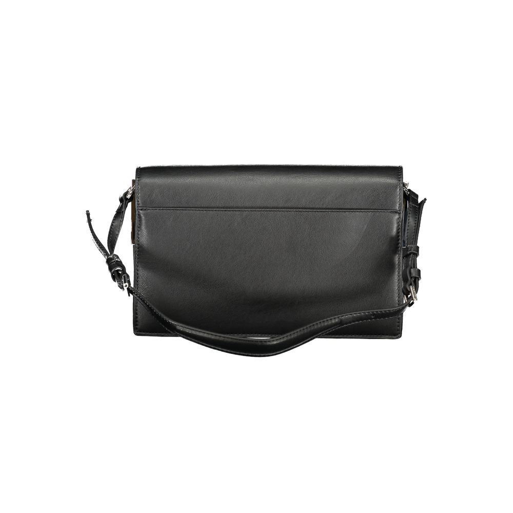 Calvin Klein Black Polyester Women Handbag featuring adjustable shoulder handle and dual compartments for urban sophistication.
