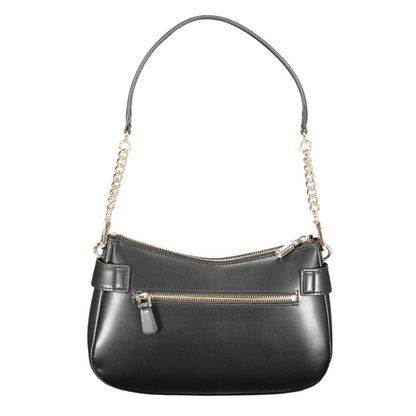 Guess Jeans Black Polyethylene Women Handbag with removable shoulder handle, sleek design, and sophisticated detailing.