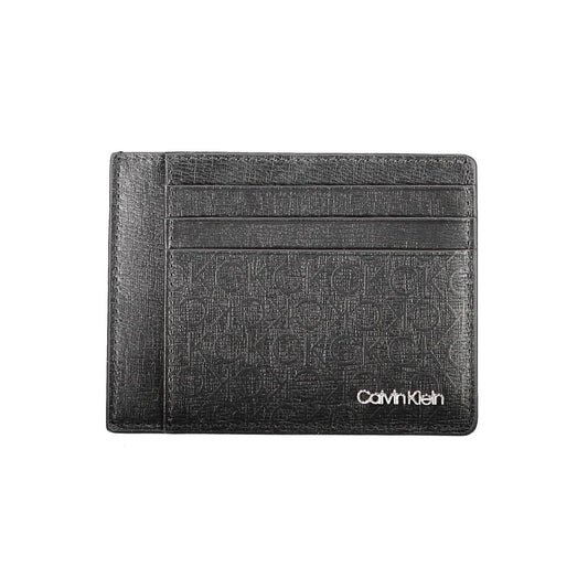 Calvin Klein Black Polyester Men Wallet with RFID blocking, sleek design, central pocket, and Calvin Klein logo.