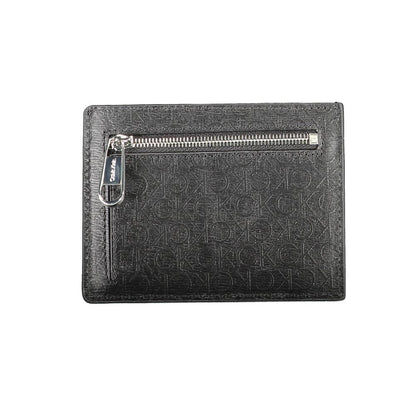 Calvin Klein Black Polyester Men Wallet with zipper pocket and RFID blocking technology for secure, stylish card holding.