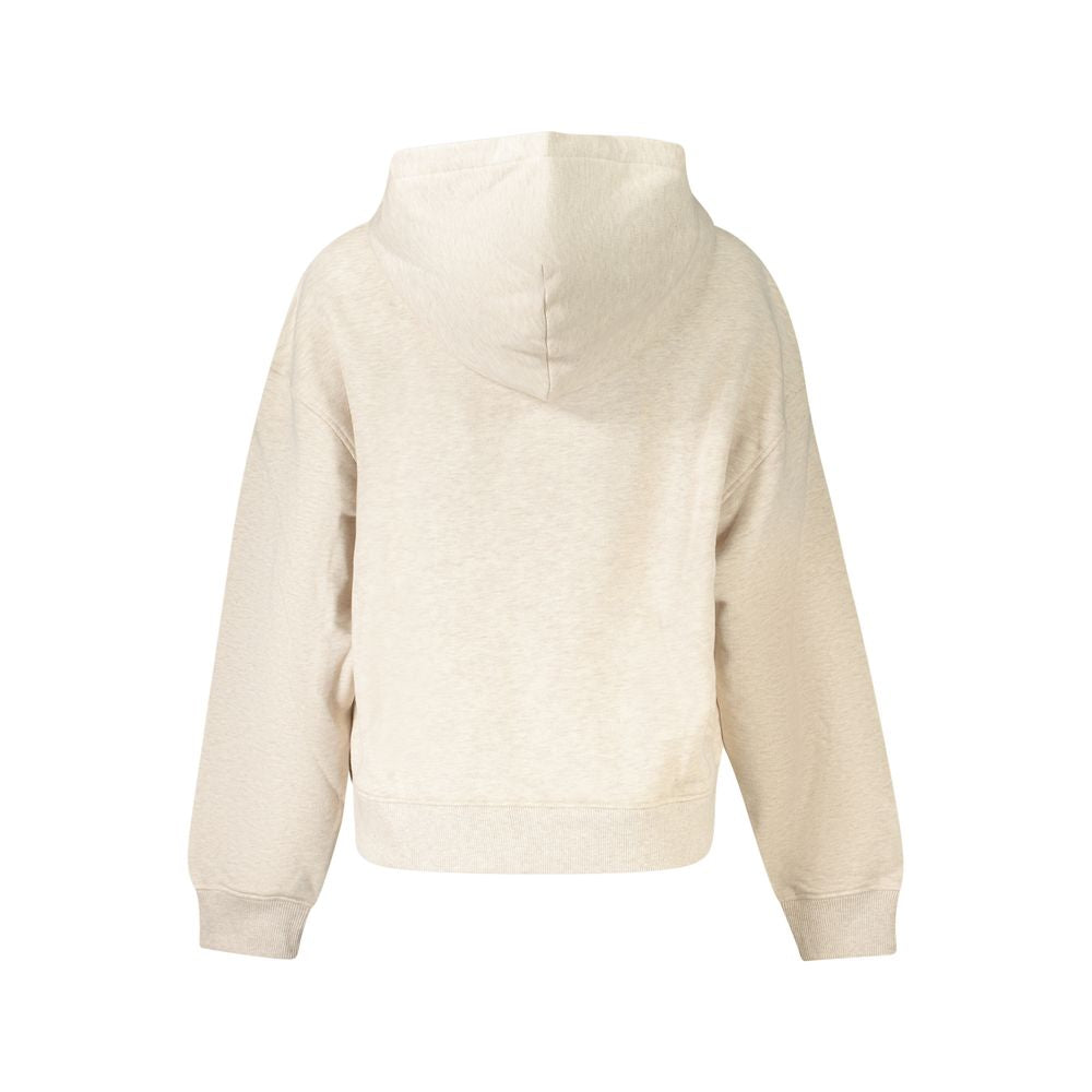 Back view of Tommy Hilfiger Beige Cotton Women Sweater showcasing hood and design details.