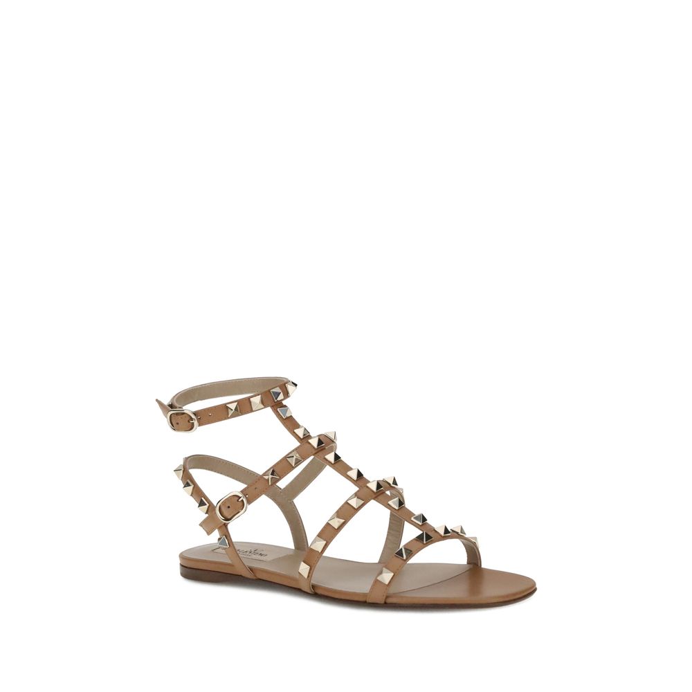 Valentino Garavani Beige Calf Leather Bos Taurus Sandals