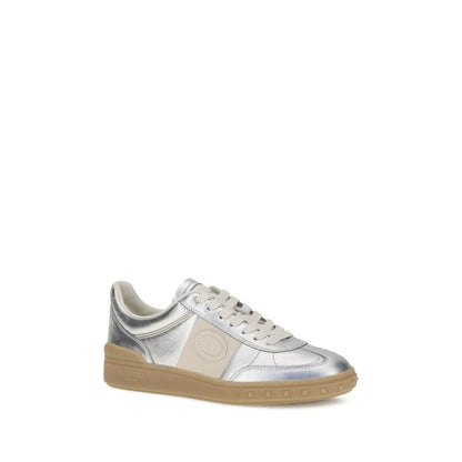 Valentino Garavani Silver Calf Leather Bos Taurus Low Top Sneakers