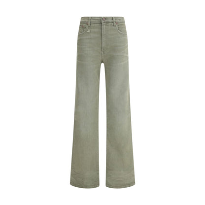 R13 Green Cotton Flared Jeans