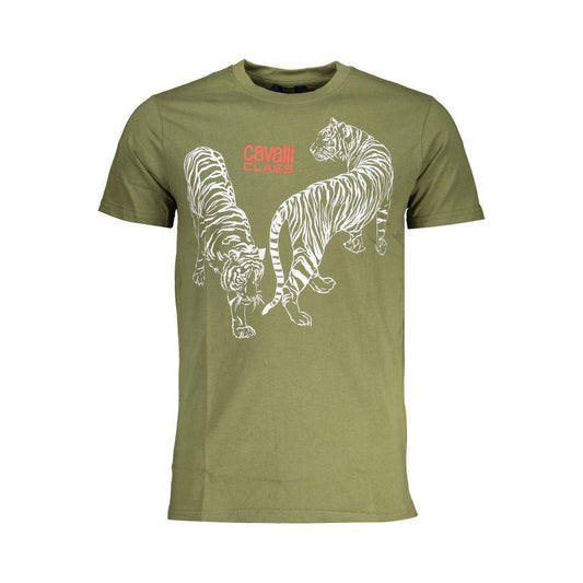 Cavalli Class Green Cotton T-Shirt