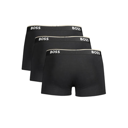 Hugo Boss Black Cotton Men Boxer Underwear Pack featuring elastic waistband and logo, tri-pack, premium comfort and style.