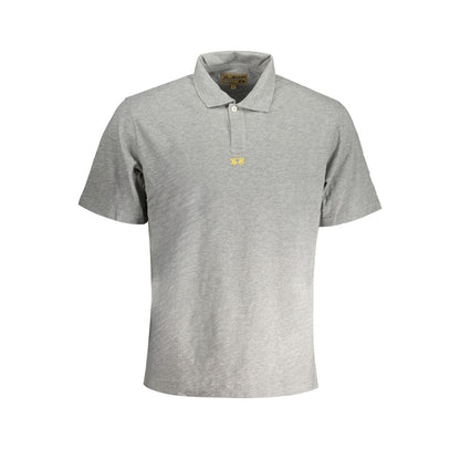 La Martina Brown Cotton Men Polo Shirt with detailed embroidery, showcasing comfort and elegance, perfect for versatile styling.