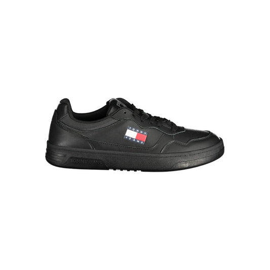 Tommy Hilfiger Black Polyethylene Men Sneaker with logo and lace-up design.