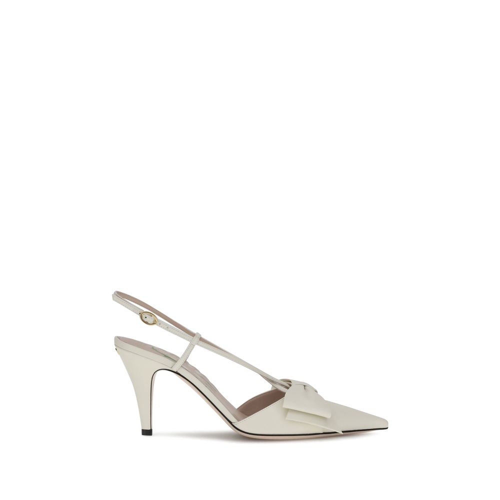 Valentino Garavani White Calf Leather Bos Taurus High Heel Pumps