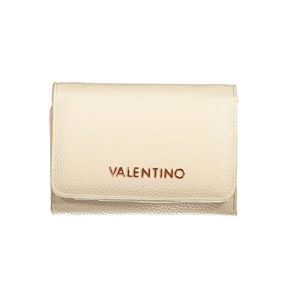 Mario Valentino Beige Polyethylene Wallet with logo, 3 compartments, coin purse, card spaces, zip, automatic closure, recycled materials