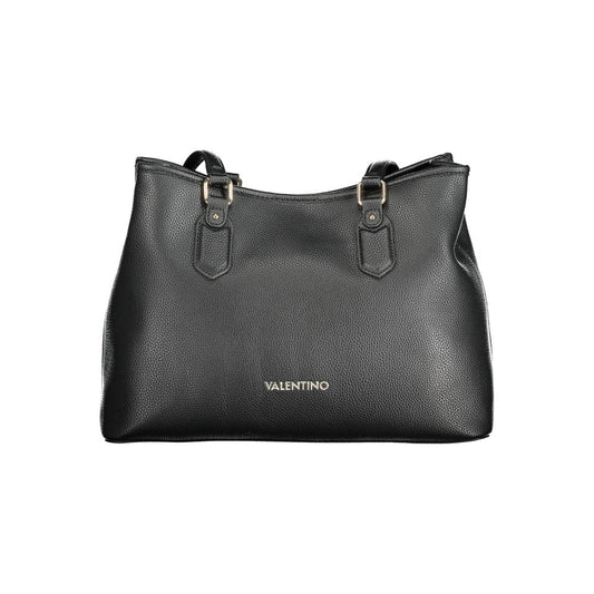 Mario Valentino Black Polyethylene Women Handbag with two handles and shoulder strap, elegant and functional design.