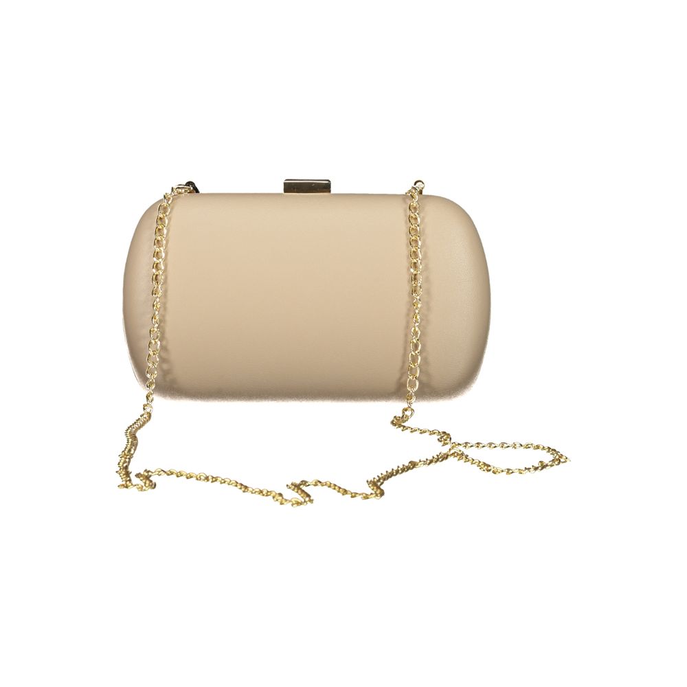 Mario Valentino Beige Polyethylene Women Handbag with chain strap, exuding sophistication and durability for versatile use.