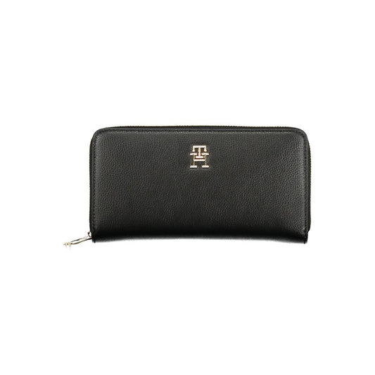 Tommy Hilfiger Black Polyethylene Women Wallet with logo and zipper